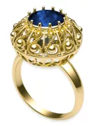 Пръстен Винтидж крафт Сапфир 14K жълто злато vrc059y